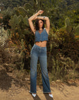 Ali boot cut Jeans with vest in the California desert
