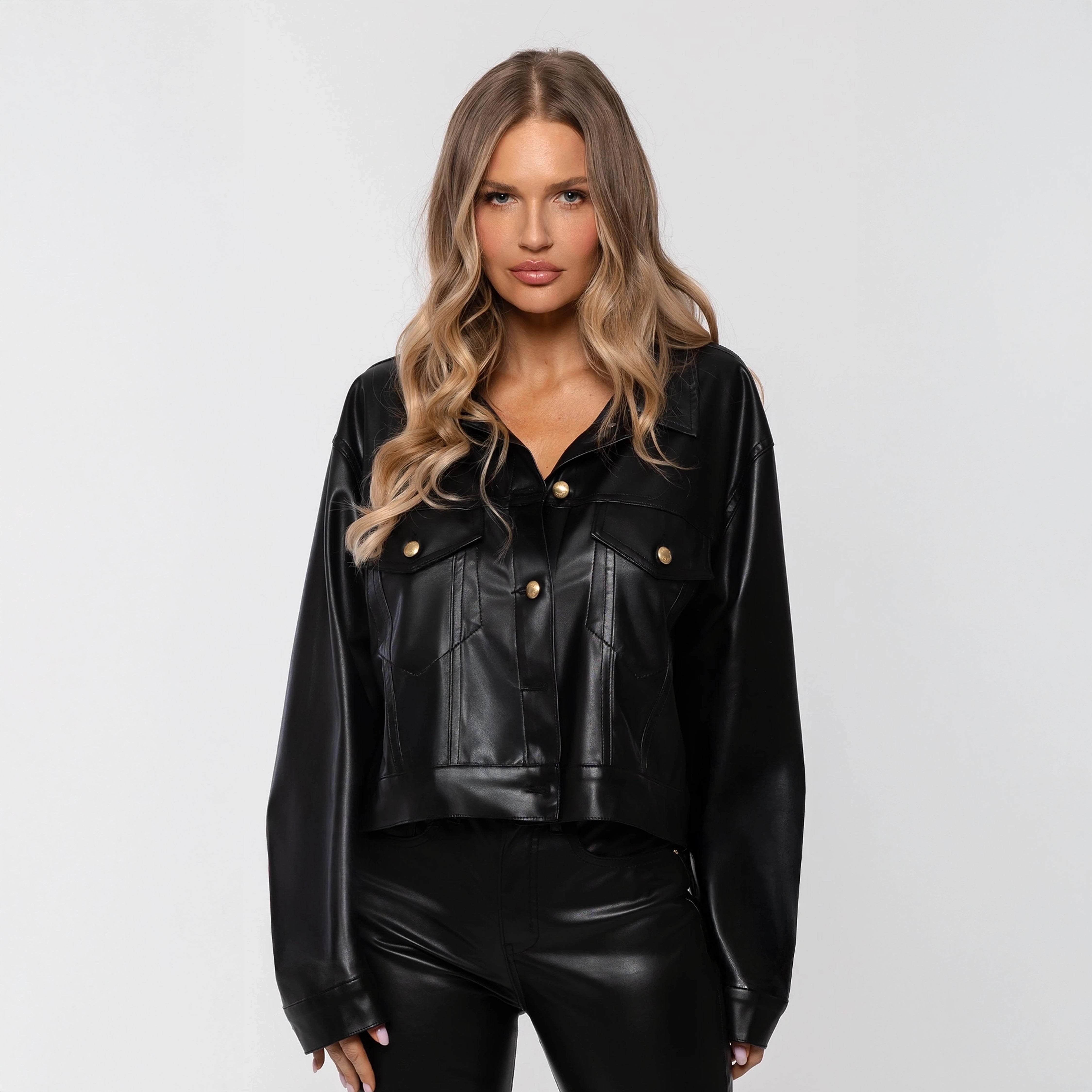 The Leo Denim Jacket – oversize- vegan leather denim – Rudes Denim