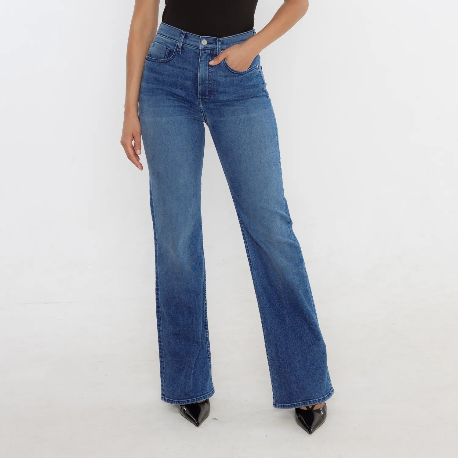 Ali Boot Cut-Coral Blue Denim Front Studio 