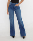 Ali Boot Cut-Coral Blue Denim Front Studio 