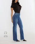 Ali Boot Cut-Coral Blue Denim 2/3rd Model info Studio 